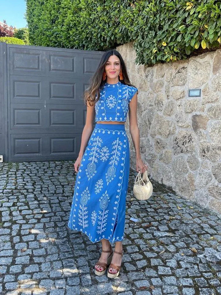 Carla | Conjunto Estampado Top e Saia