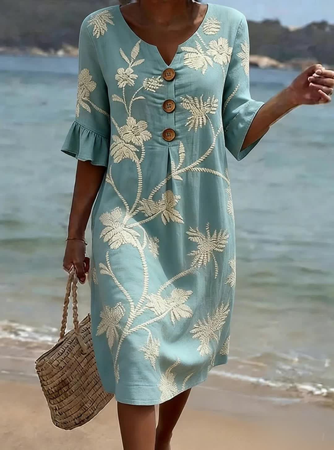 Vestido casual para mulher com estampa floral