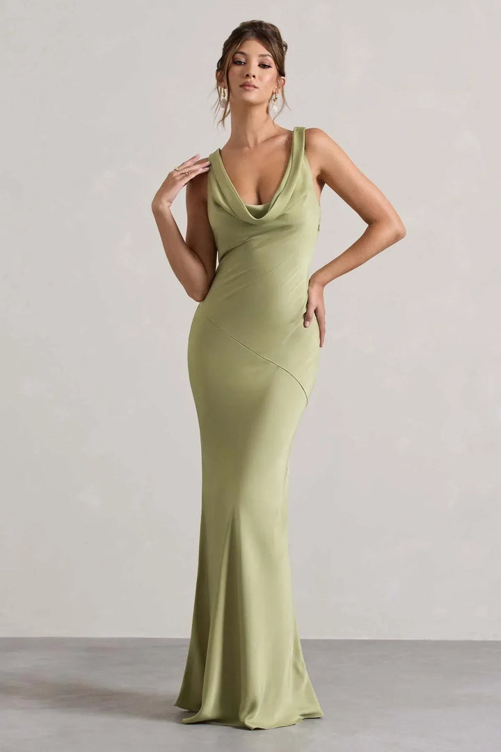 Célestine Vestido Longo — Verde Oliva