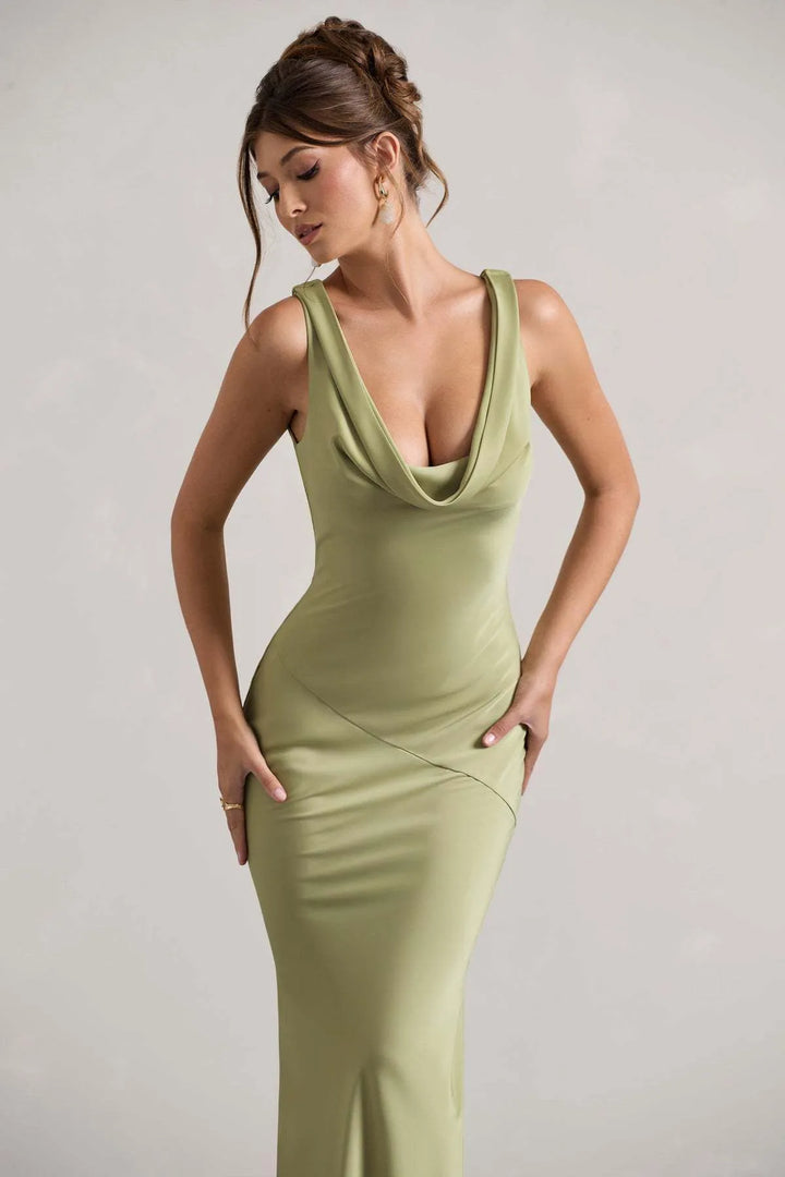 Célestine Vestido Longo — Verde Oliva