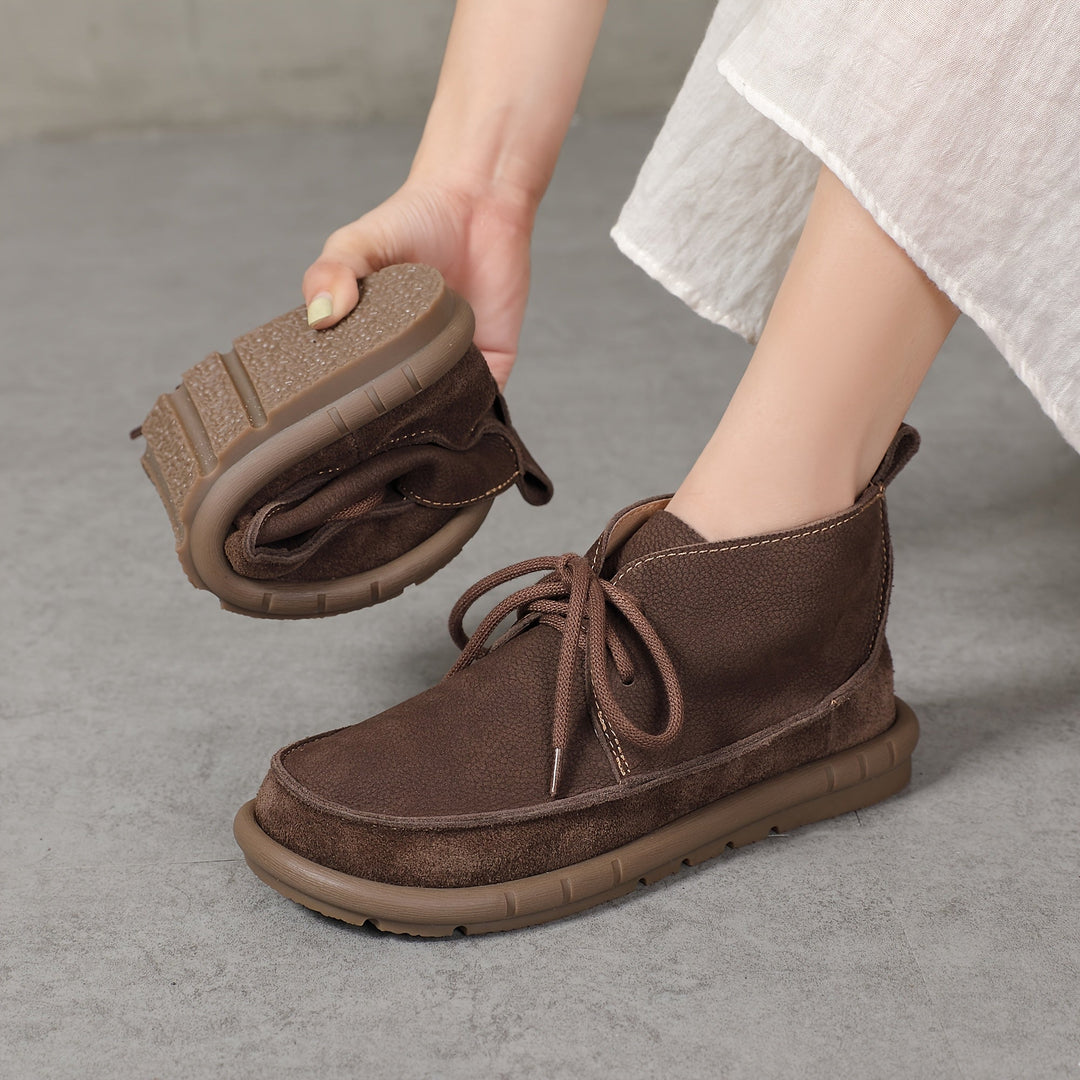 Lirinda - Botas de Tornozelo em Couro com Cadarços