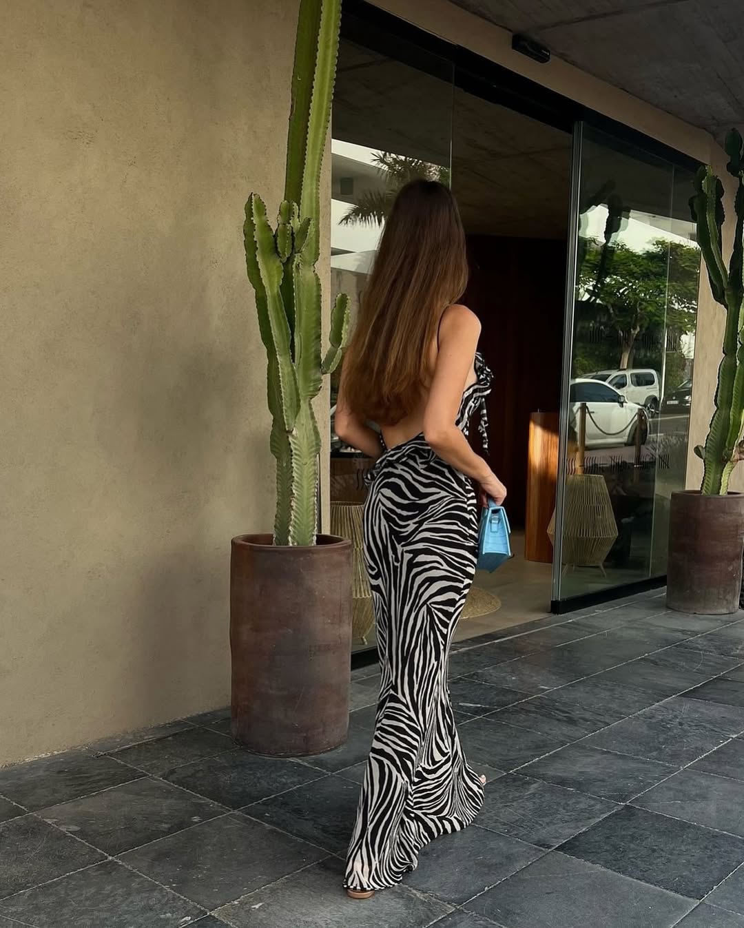 Lucia | Vestido satinado com estampa de zebra