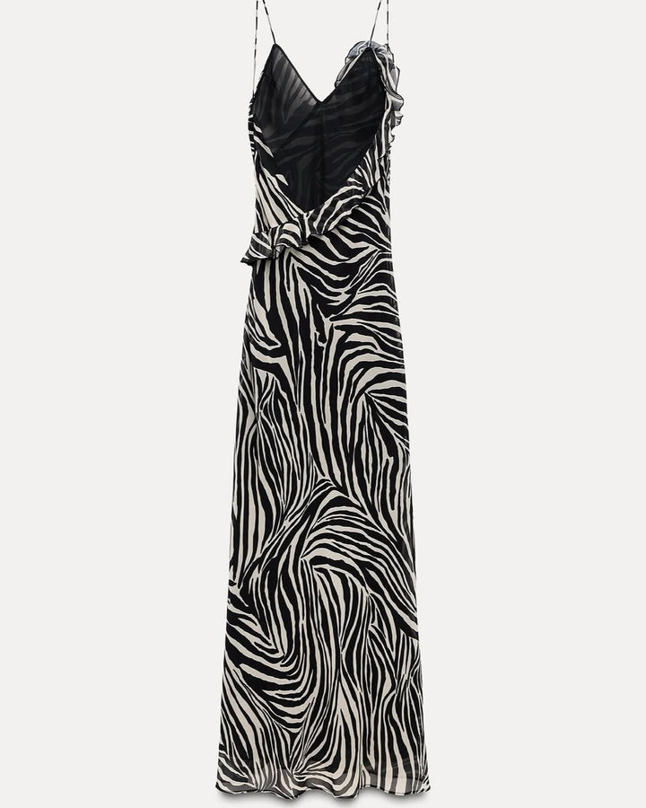 Lucia | Vestido satinado com estampa de zebra