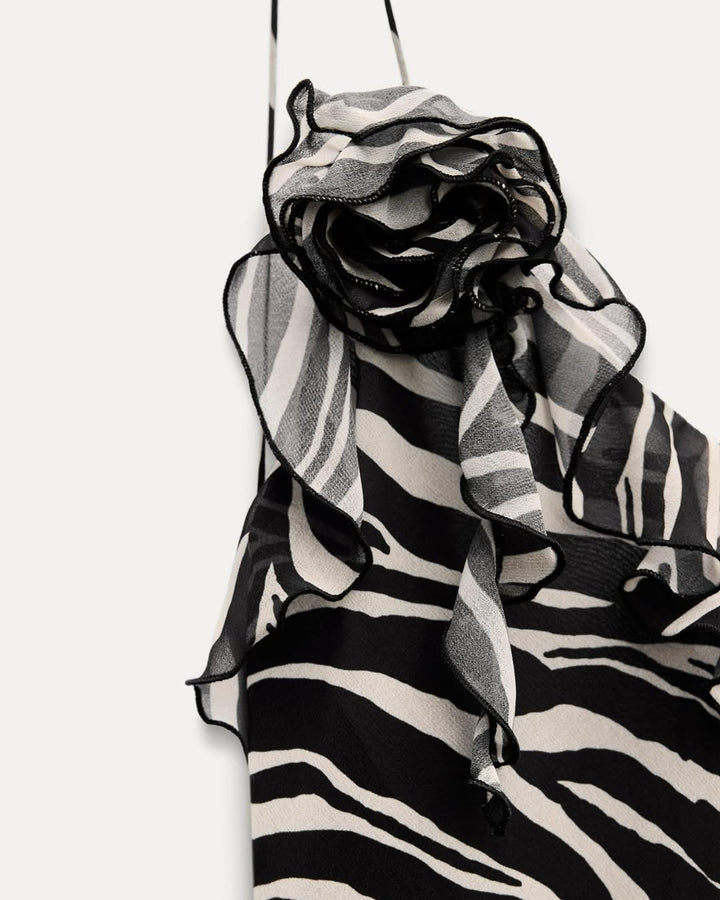 Lucia | Vestido satinado com estampa de zebra