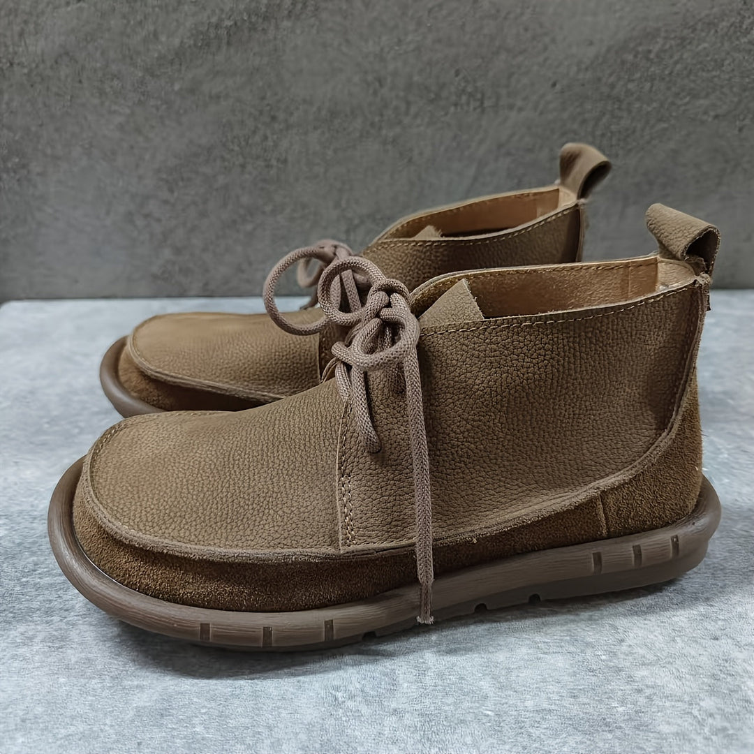 Lirinda - Botas de Tornozelo em Couro com Cadarços