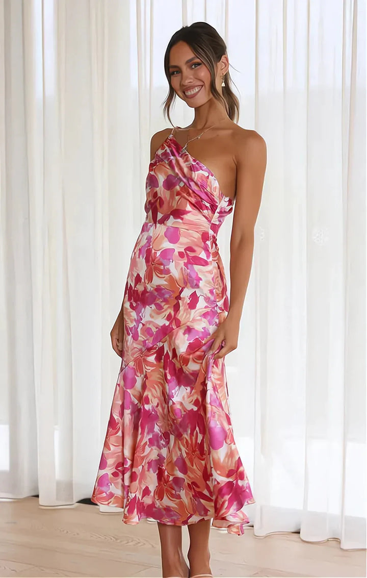 Senna | Vestido Assimétrico com Estampa Floral