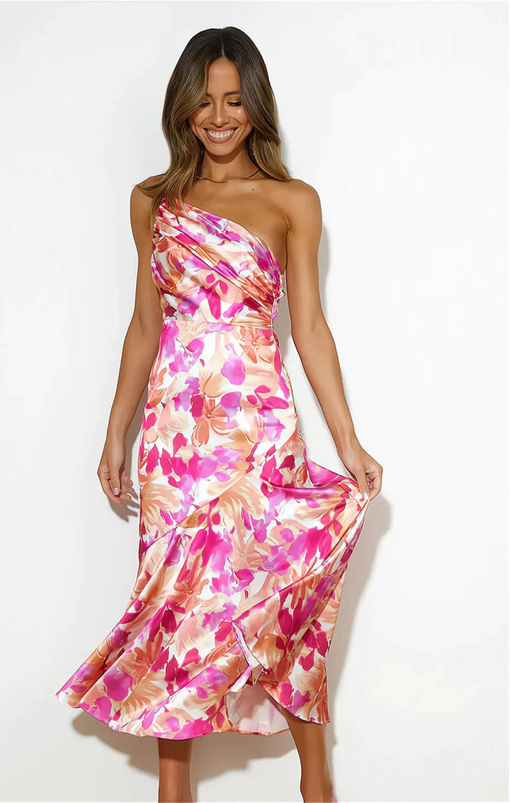 Senna | Vestido Assimétrico com Estampa Floral