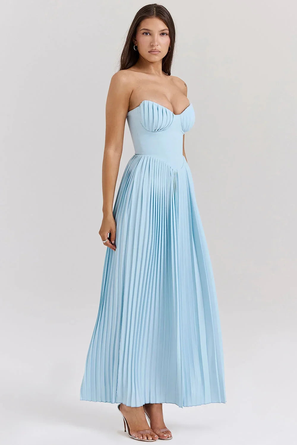 Marcella | Vestido rosa em pó com painéis