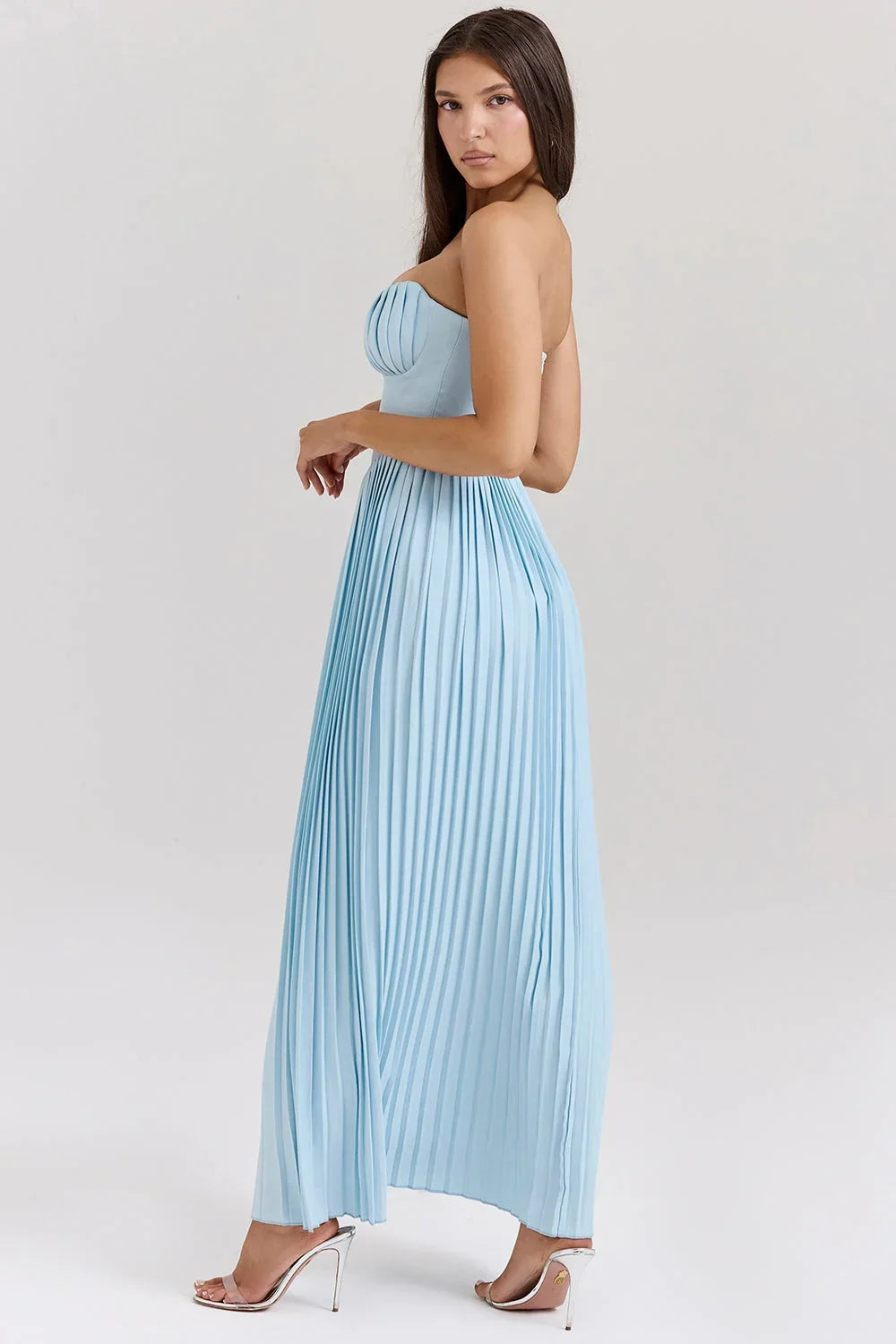 Marcella | Vestido rosa em pó com painéis