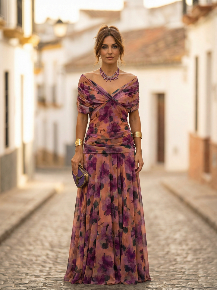 Leo | Vestido longo com decote em V elegante