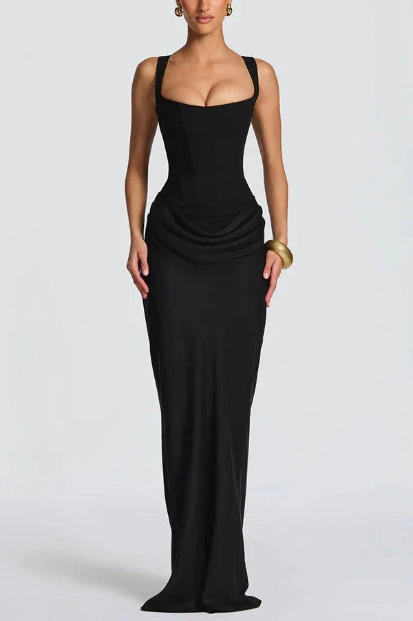 Leonor | Vestido maxi com decote quadrado