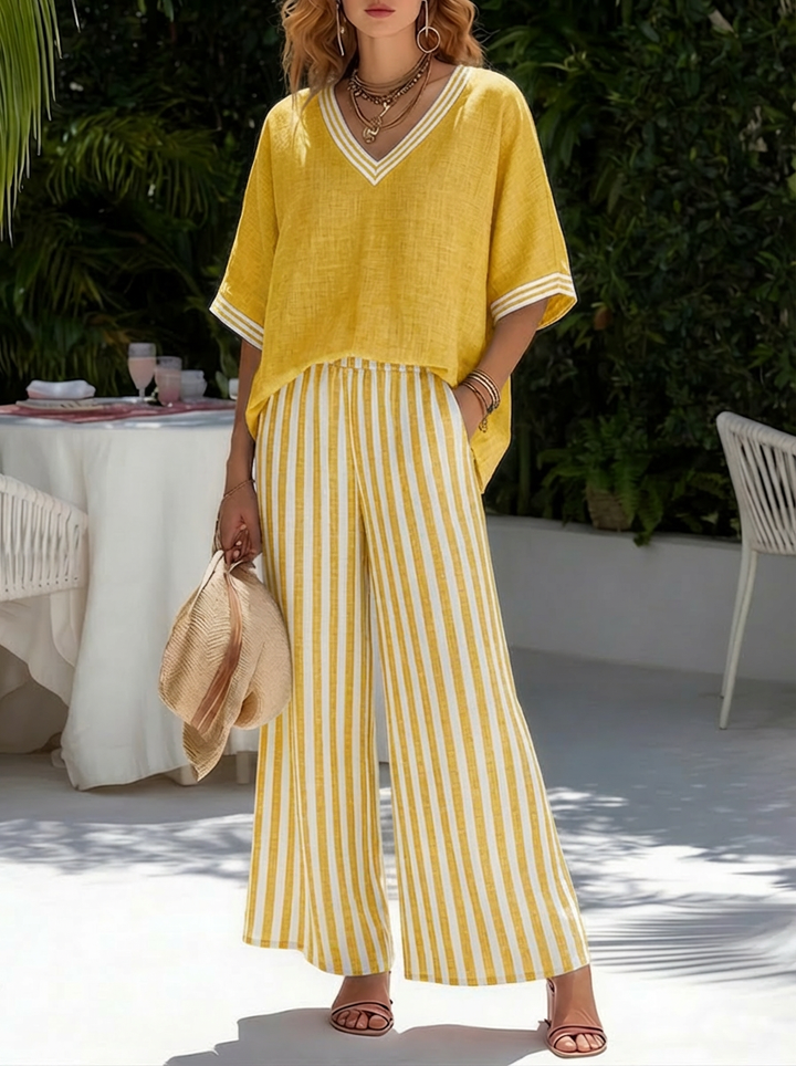 Amélia | Conjunto Solto de Verão com Calças Fluidas
