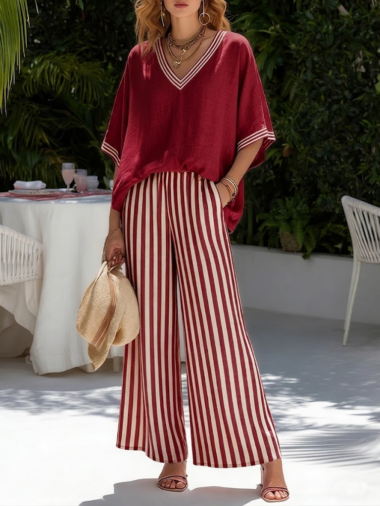 Amélia | Conjunto Solto de Verão com Calças Fluidas