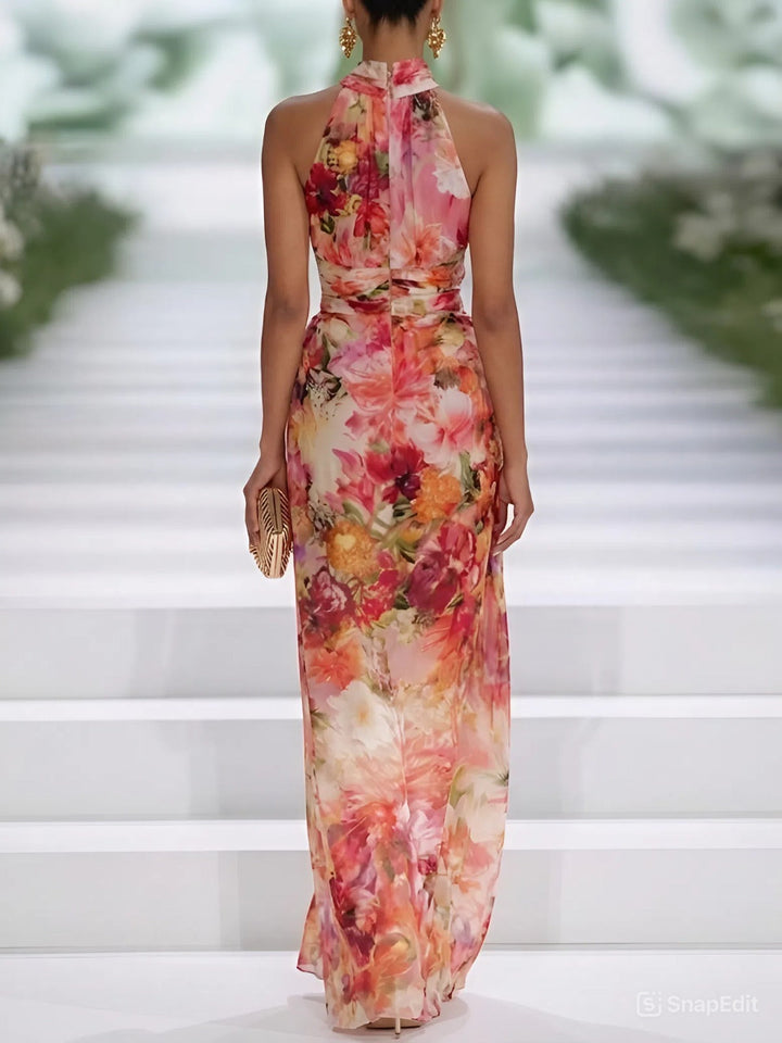 Isabella · Vestido longo com decote halter floral