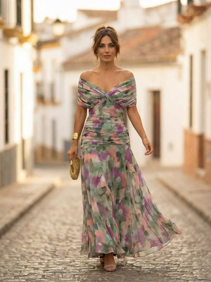 Leo | Vestido longo com decote em V elegante