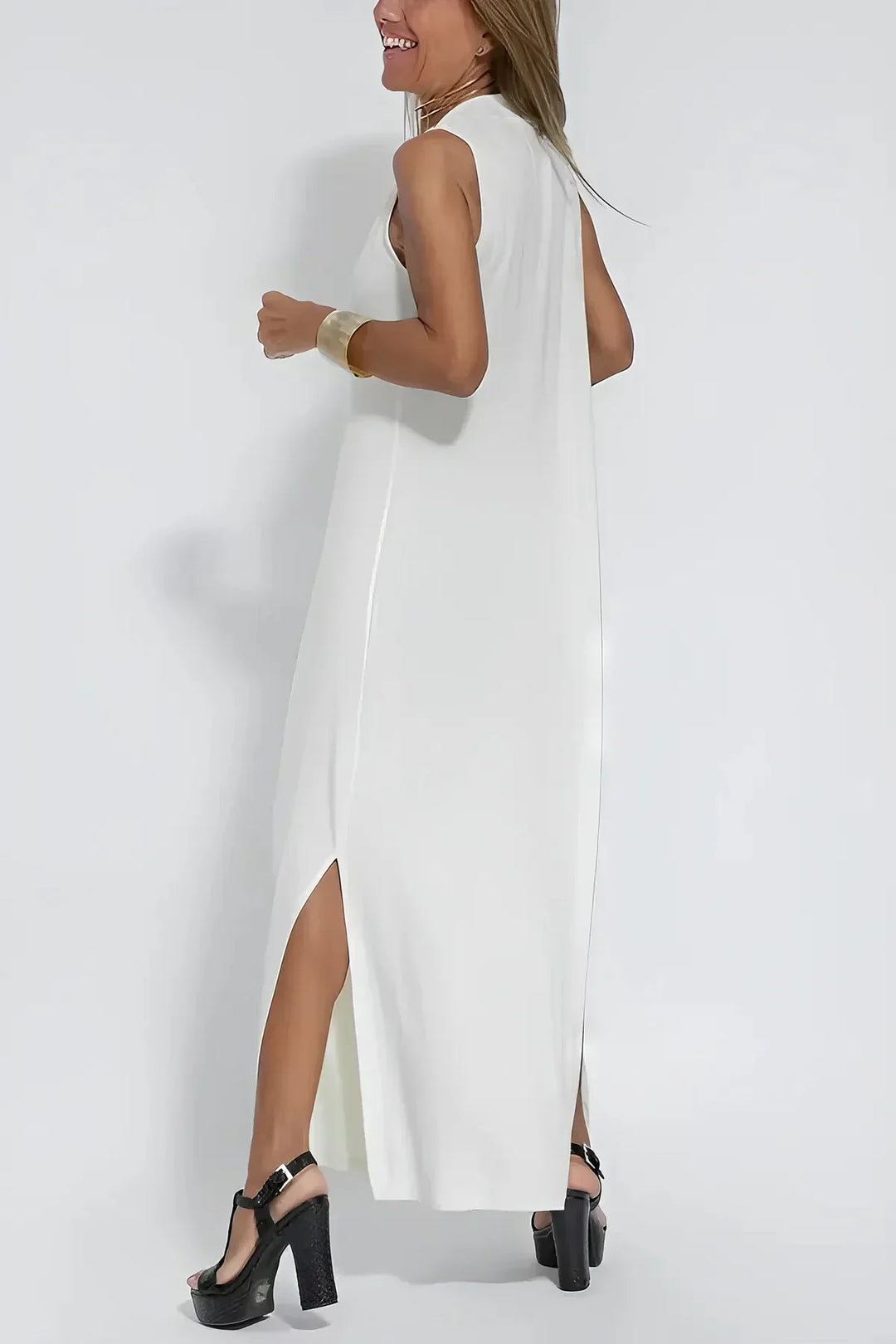 Vestido Longo Elegante + Cardigã a Jogo de Oferta