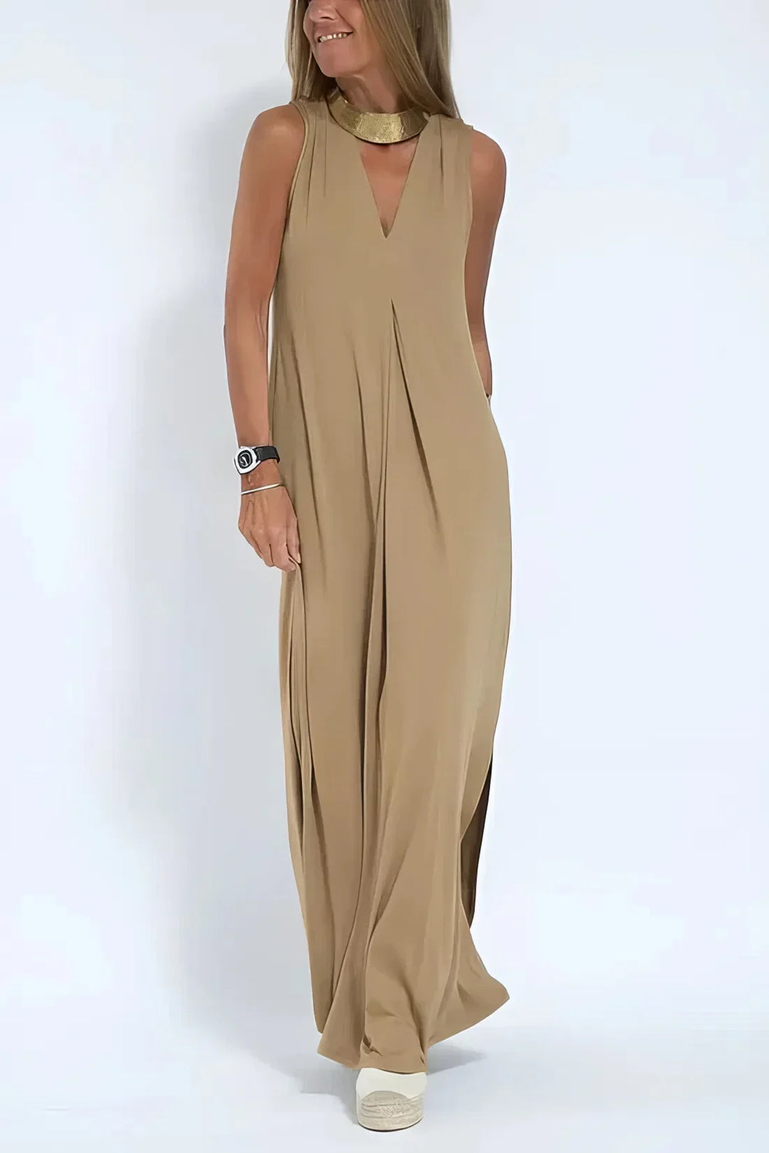 Vestido Longo Elegante + Cardigã a Jogo de Oferta