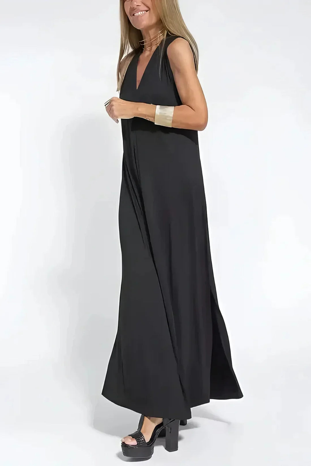 Vestido Longo Elegante + Cardigã a Jogo de Oferta