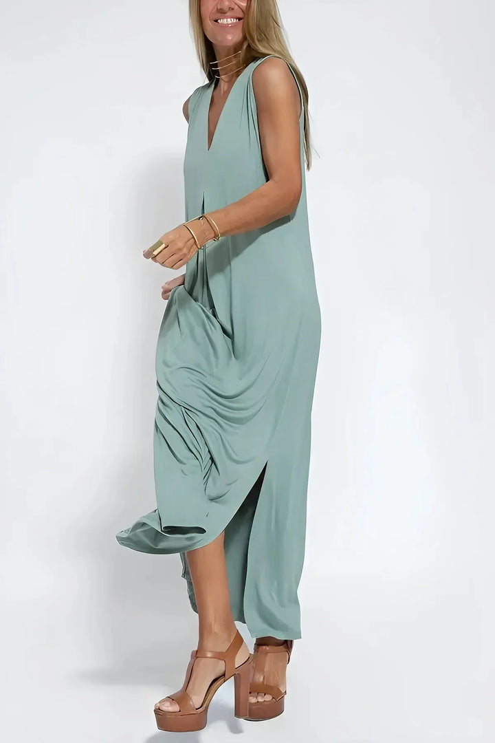 Vestido Longo Elegante + Cardigã a Jogo de Oferta