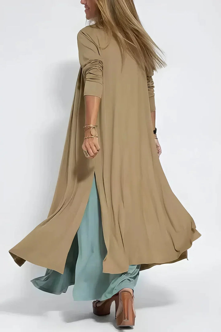 Vestido Longo Elegante + Cardigã a Jogo de Oferta